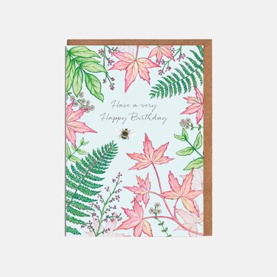 Foliage Birthday Card - 'Have a very Happy Birthday'