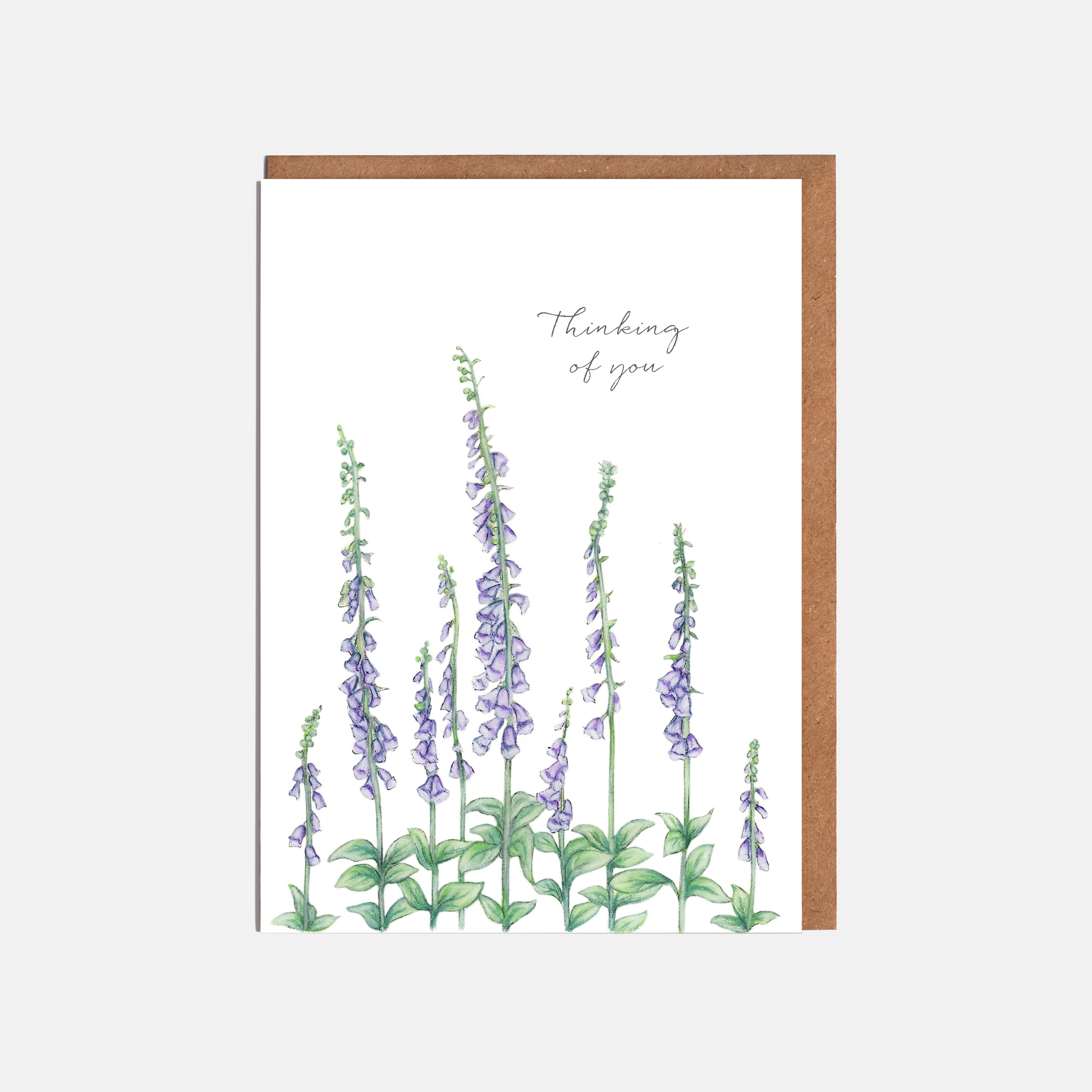 Foxgloves Thinking Of You Card - 'Thinking of you'