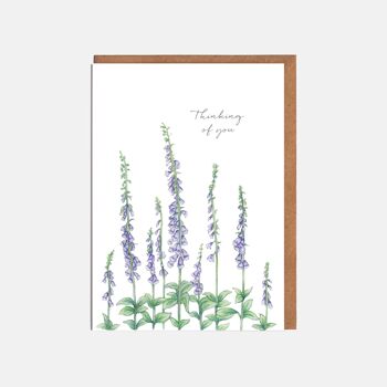 Foxgloves Thinking Of You Card - 'Je pense à toi'