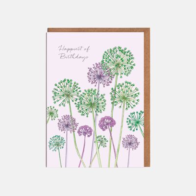 Seed Heads Birthday Card - 'Happiest of Birthdays'