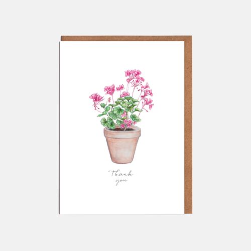 Geranium Thank you Card - 'Thank you'