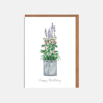 Carte Delphiniums - 'Happy Birthday'