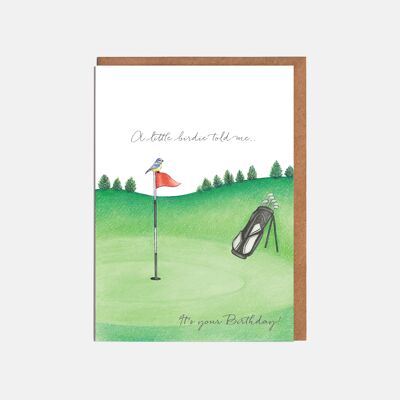 Tarjeta de golf - '¡Un pajarito me dijo que es tu cumpleaños!'