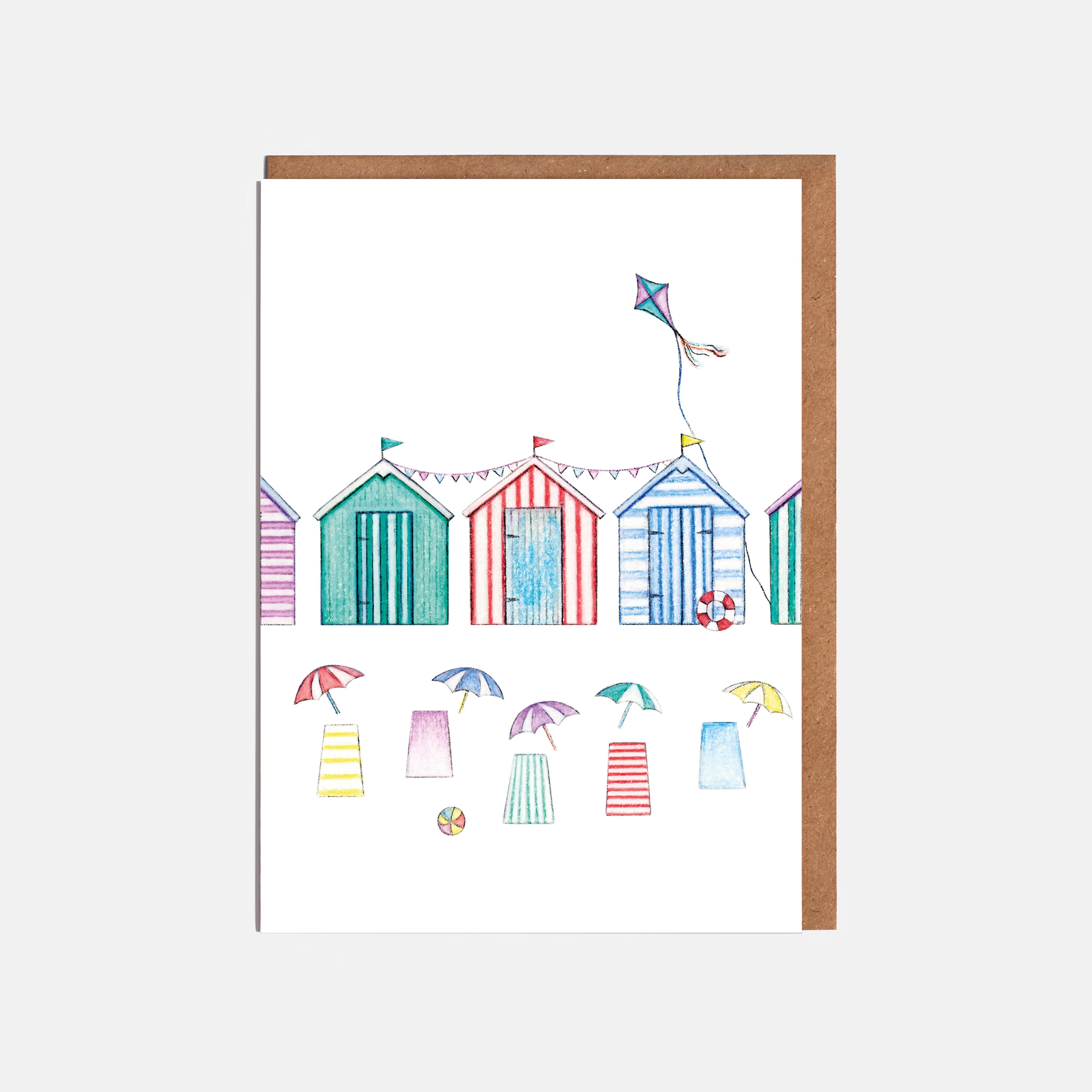 Tarjeta en blanco de cabañas de playa