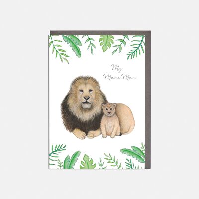 Carte Fête des Pères Lion & Cub - 'My Mane Man'