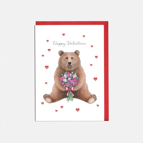 Bear Valentines Day Card - 'Happy Valentines'