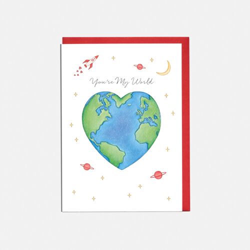 World Valentines Day Card - 'You're my World'