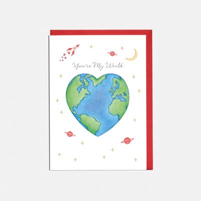 Carte mondiale de la Saint-Valentin - "Tu es mon monde"