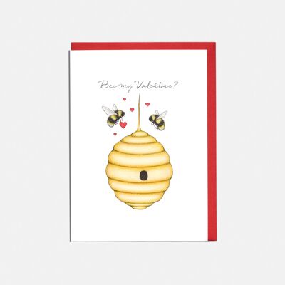 Tarjeta de San Valentín Bee Hive - 'Bee My Valentine?'