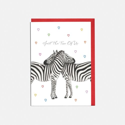 Two Zebra Valentines Day Card - 'Just The Two Of Us'
