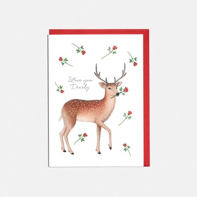 Deer Valentines Card - 'Love you Deerly'