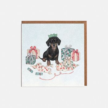 Carte de Noël Chien Saucisse - Vierge