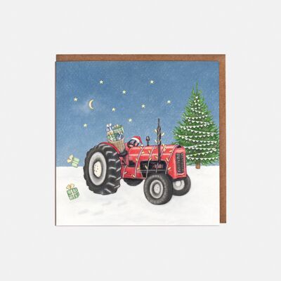Tarjeta de Navidad Tractor - En blanco