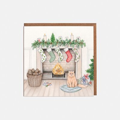 Cat Christmas Card - Blank