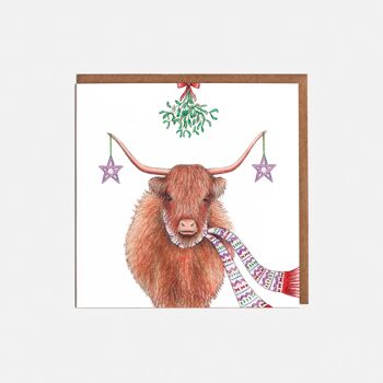 Carte de Noël Vache Highland - Vierge