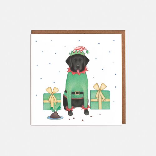Labrador Elf Christmas Card - Blank