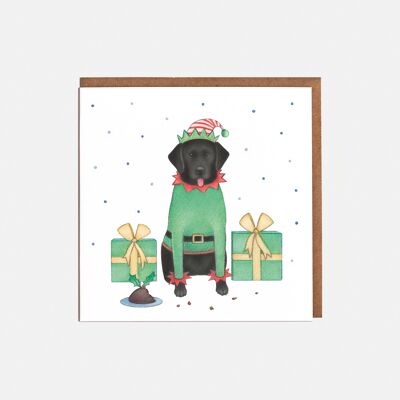Cartolina di Natale con elfo Labrador - vuota