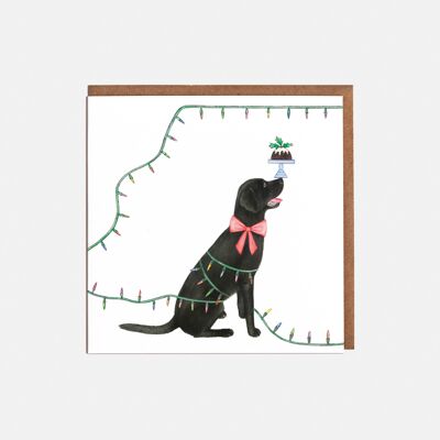 Tarjeta de Navidad de Labrador resplandeciente - En blanco