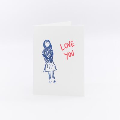 Chica dice "te amo" | Tarjeta A6 de 2 pliegues