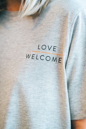 L'amour accueille le t-shirt coudé gris chiné pour femme 3