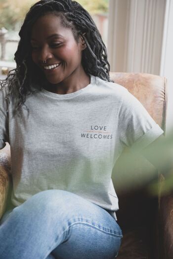 L'amour accueille le t-shirt coudé gris chiné pour femme 4