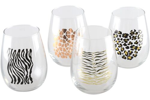 Verres a eau kenya 4 decors - lot de 4