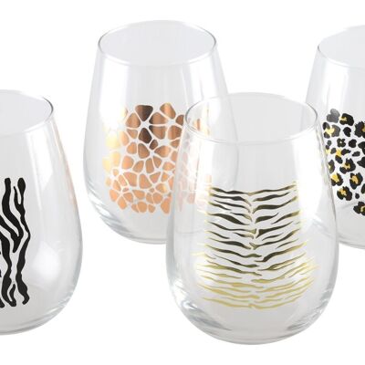 Verres a eau kenya 4 decors - lot de 4