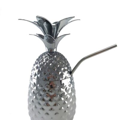 Ananas inox argent + paille vrac