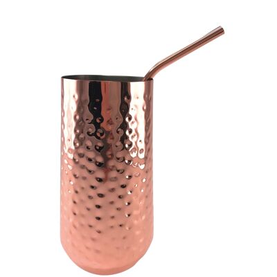 Verre à cocktail avec paille en cuivre