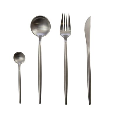 24 STÜCKE SILVER MATT KITCHENWARE 1