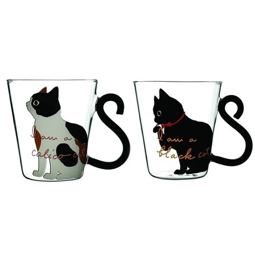 Tasses 300 ml decor chat - lot de 2