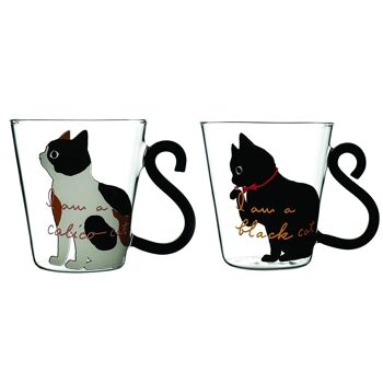 Tasses 300 ml decor chat - lot de 2 1