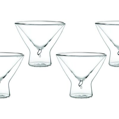SET 4 GLASS / GLASS CUPS 200 ML DOUBLE WALL