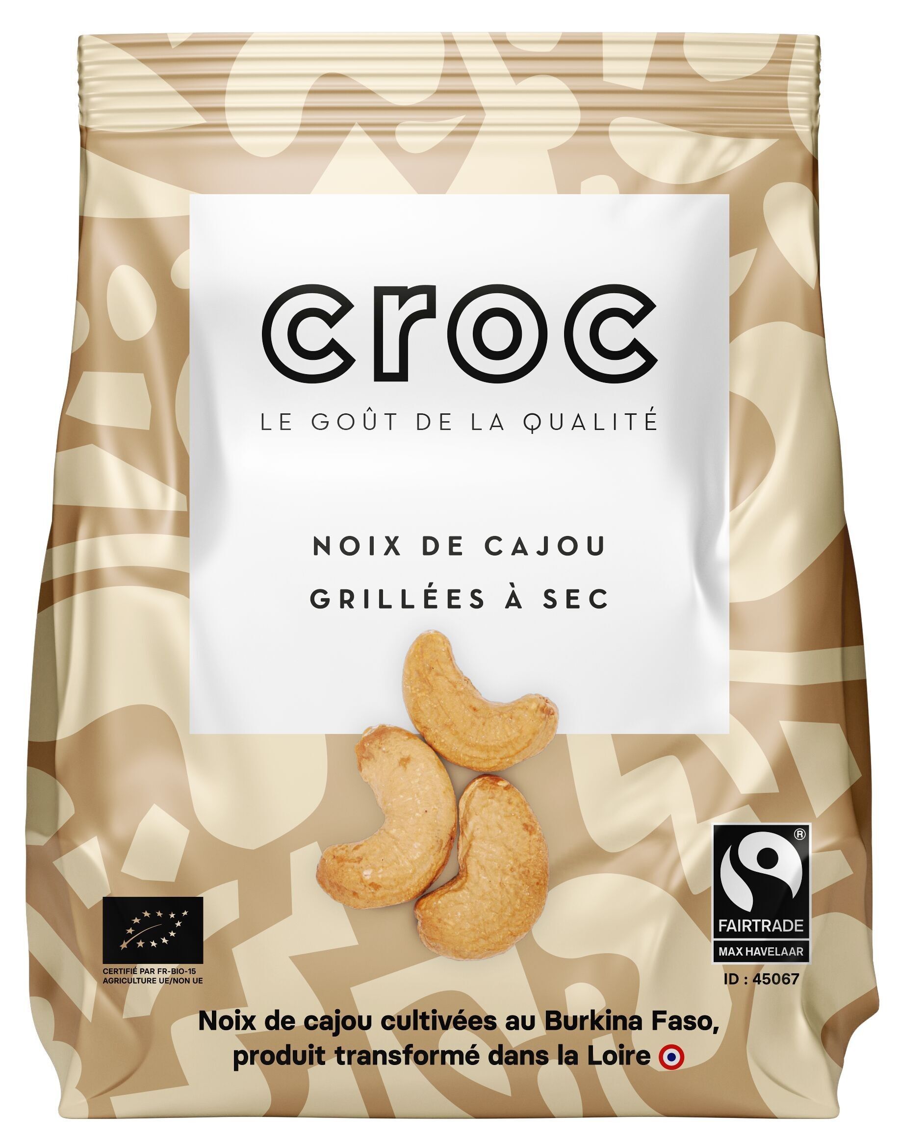 CROC Trocken geröstete Cashewnüsse – Bio und Fairtrade, 100 g