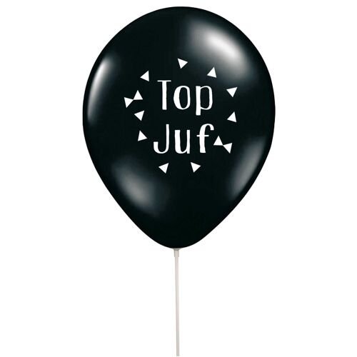 Ballonnen juf 'Top juf' met stokjes