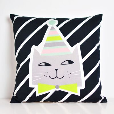 cat with stripes square pillow