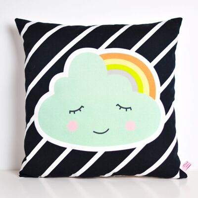 cloud with stripes & raibow square pillow