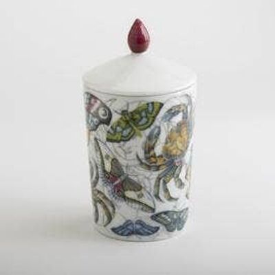 CAREZZE Luxe Candle 380gr (13.4oz): vaniglia e bacche rosse. Versato a mano in vaso di porcellana con coperchio