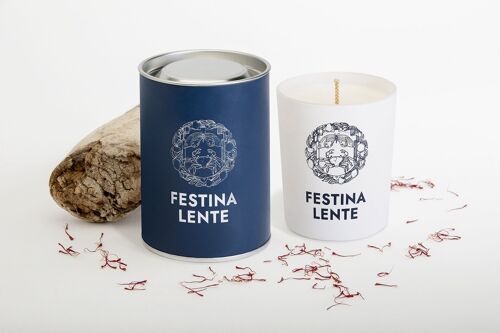 MISTERO Candle 200gr (7oz): incense, dust, and stone. Eco-luxury home scent handmade in Italy