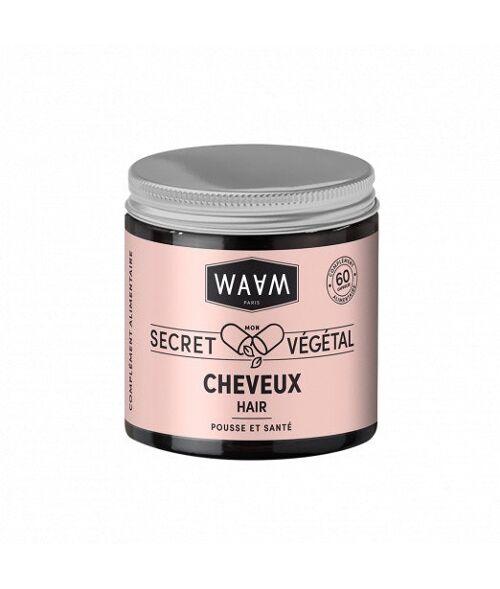 WAAM Cosmetics – Mon Secret Végétal Cheveux – Compléments alimentaires – Ingrédients d’origine naturelle - Pousse et beauté des cheveux – Vegan – 60 capsules