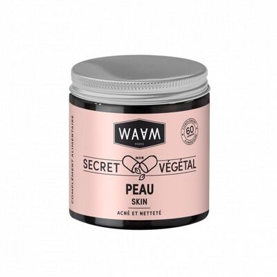 WAAM Cosmetics - Mon Secret Végétal Peau - Food supplements - Ingredients of natural origin - Acne and skin clearness - Vegan - 60 capsules
