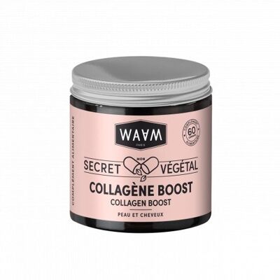 WAAM Cosmetics - Mon Secret Végétal Collagen Boost - Food supplements - Ingredients of natural origin - Tonicity and radiance of the skin and hair - Vegan - 60 capsules