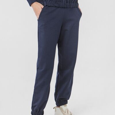 SOPHIA Jogger Trousers With Elastic Waistband in Navy