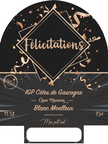 "Félicitations" - IGP - Côtes de Gascogne Grand manseng vin blanc moelleux 75cl 2