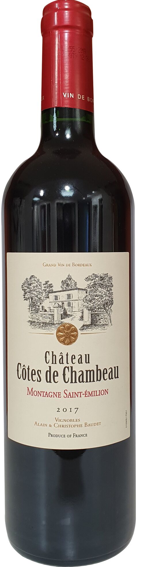 Château côtes de Chambeau AOP Montagne Saint-Émillion vin rouge 75cl 2017