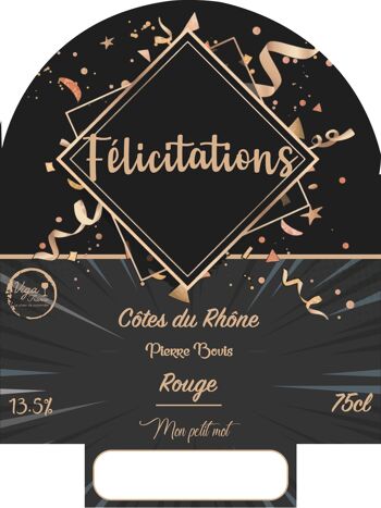 "Félicitations" - AOP Côtes du Rhône vin rouge 75cl 2