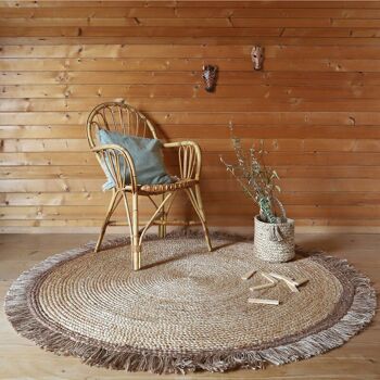 THAR tapis jute rond avec franges 2