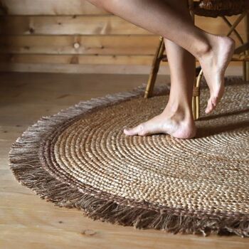 THAR tapis jute rond avec franges 3