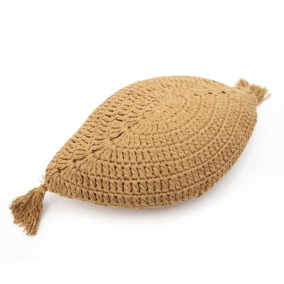 MUSTARD FEATHER bohemian crochet cushion
