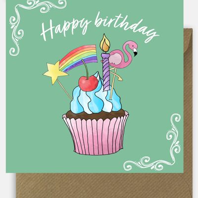 Tarjeta de felicitaciones de cupcake de cumpleaños
